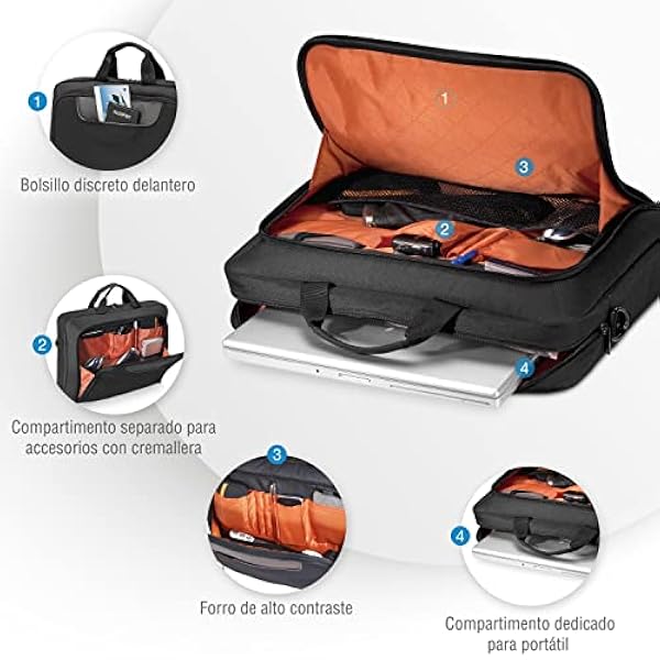 Everki Advance - Bolsa portátil para notebooks de hasta 46,4 cm (18,4 pulgadas) con compartimento para accesorios, forro interior de alto contraste y pestaña de carro, ideal para portátiles grandes, negro