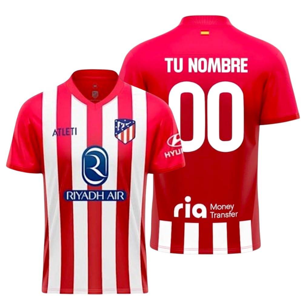 Atletico DE Madrid Camiseta Personalizable Primera Equipación Temporada 2023-2024 Réplica Oficial - Tallas Adulto