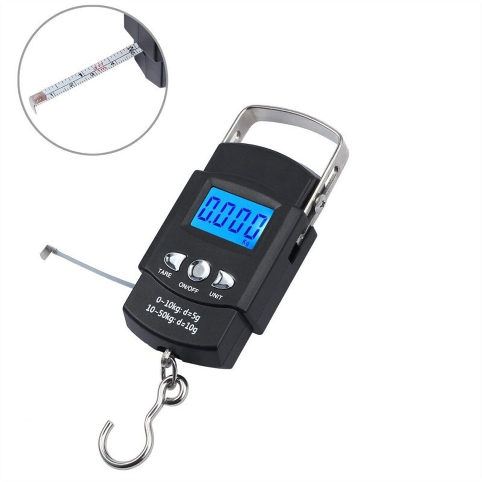 Cyfrowa elektroniczna waga kuchenna Waga wielofunkcyjna, Waga do bagażu 50 kg, Waga wędkarska z miarką, Waga, Waga do bagażu, Waga hakowa, Waga dźwigowa, Wędkarstwo (rozmiar: jeden rozmiar)
