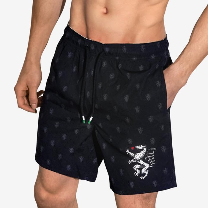 Hoamatkult Steiermark Panther Badehose Schwarz - Herren Badehose mit Steirischer Panther Design, Schnelltrocknendes Material, Elastischer Bund, Bequemer Sitz