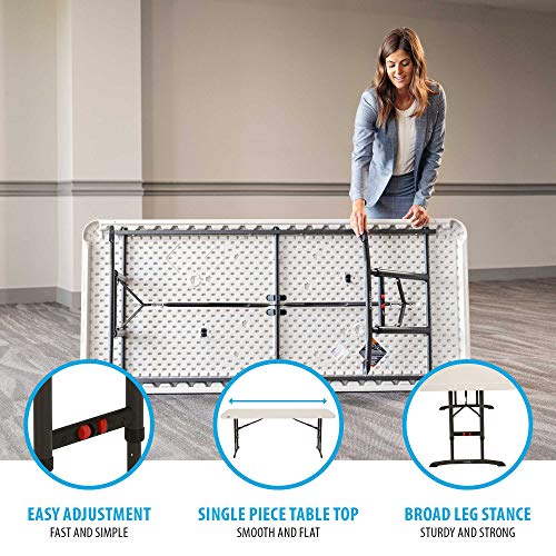 Lifetime 80565 Adjustable Height Folding Utility Table, 6-foot, Almond