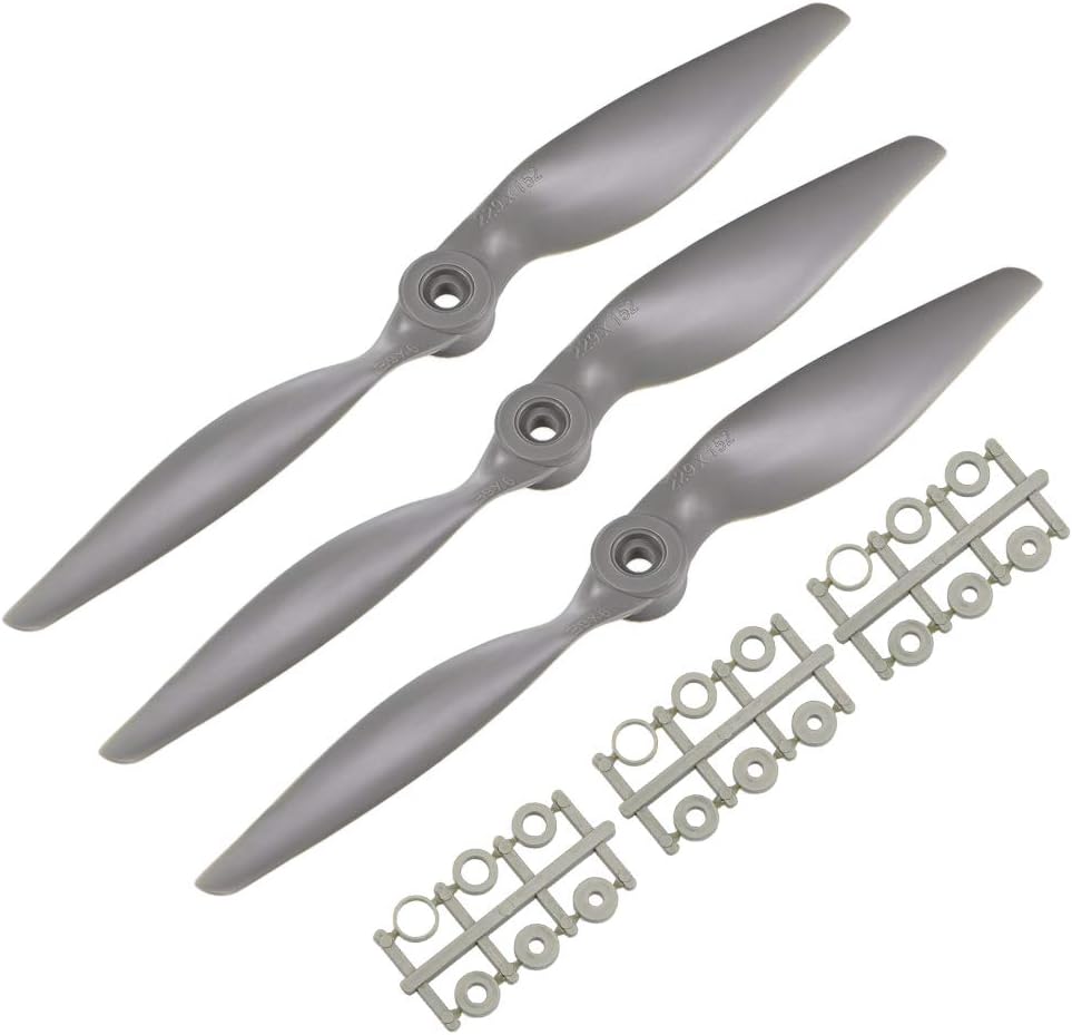 uxcell RC Propellers CCW 9x6 Inch 2-Vane for Airplane Nylon Gray 3Pcs with Adapter Rings