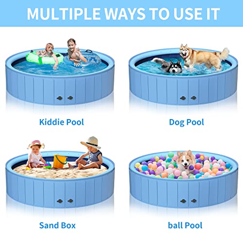 Yaem Kiddie Pool, 63"X13" Portable Water Spray Dog Pool, Foldable Dog Swimming Pool, Plastic Splash Pad Bath Tub For Kids, Dogs, Cats, And Other Pets, Dog Wading Pool For Indoor And Outdoor - M #TOP4