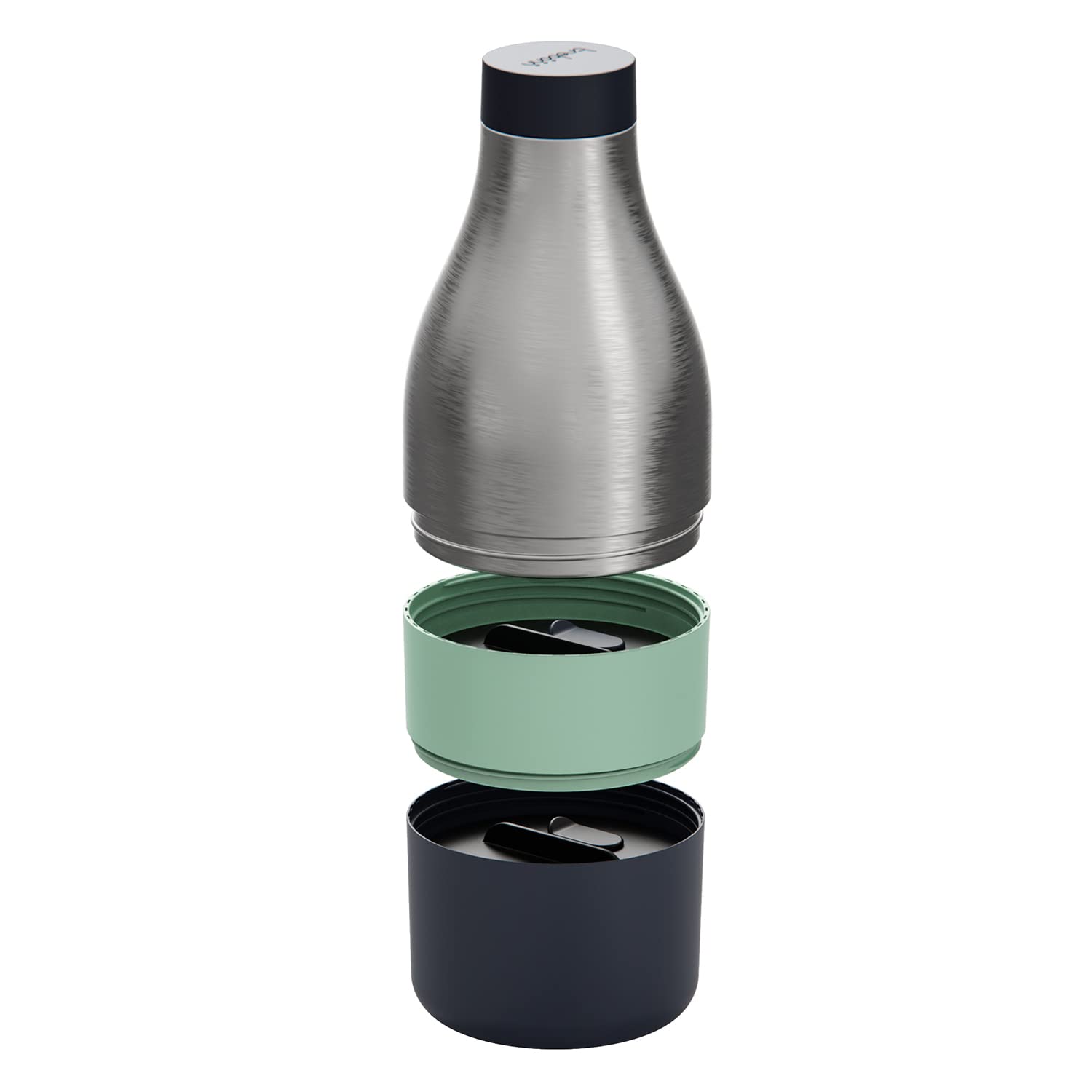 Trebonn - Food & Hydrate 3 - Botella isotérmica multicompartimento 3 en 1 para bebidas y alimentos. Perfecto para oficina, almuerzos de trabajo, merienda en la escuela, deporte o picnic.