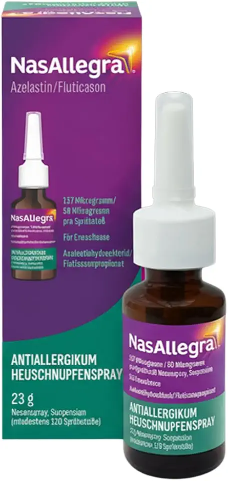 NasAllegra® Heuschnupfenspray | Antiallergikum | Erste rezeptfreie 2-in-1 Wirkstoffkombination aus Antihistaminikum + Glukokortikoid | Schnelle Wirkung in 5 Minuten*