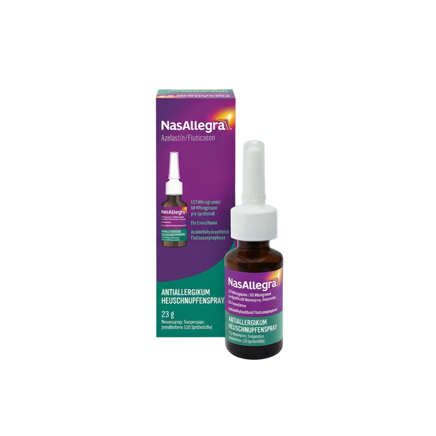 NasAllegra® Heuschnupfenspray | Antiallergikum | Erste rezeptfreie 2-in-1 Wirkstoffkombination aus Antihistaminikum + Glukokortikoid | Schnelle Wirkung in 5 Minuten*