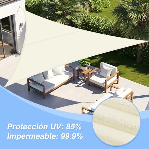 Toldo vela de sombra resistente a la intemperie y rayos UV crema 6
