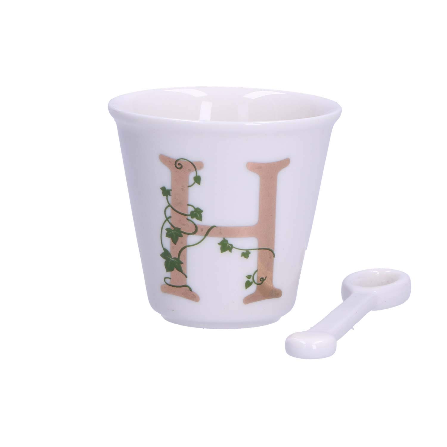 La PORCELLANA Bianca - Gift Box Shot Glass 'H' with Single Spoon