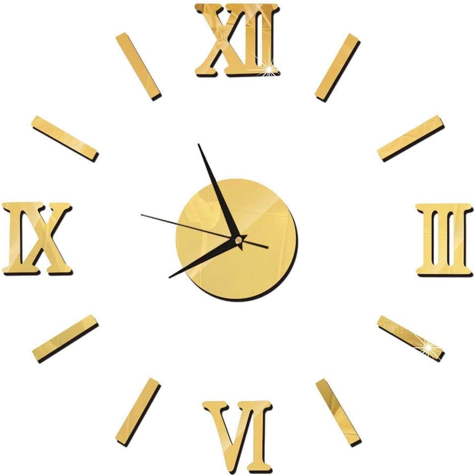 LIFEHAXTORE Acrylic DIY Non-ticking Wall Clock (Gold_12 x 2 cm)