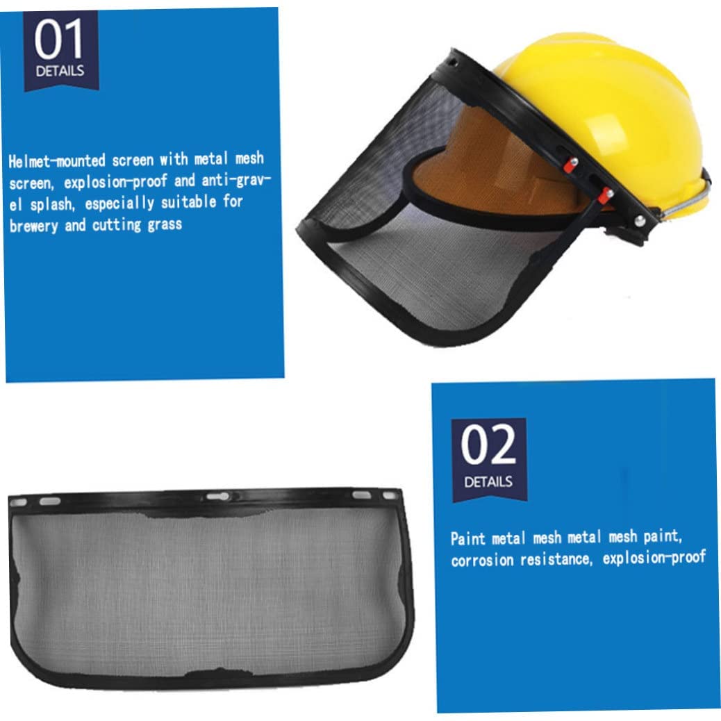 zalati Visiera da lavoro Visiera integrale Visiera in policarbonato Rete montata sulla testa per protezione di sicurezza decespugliatore per motosega - Giallo