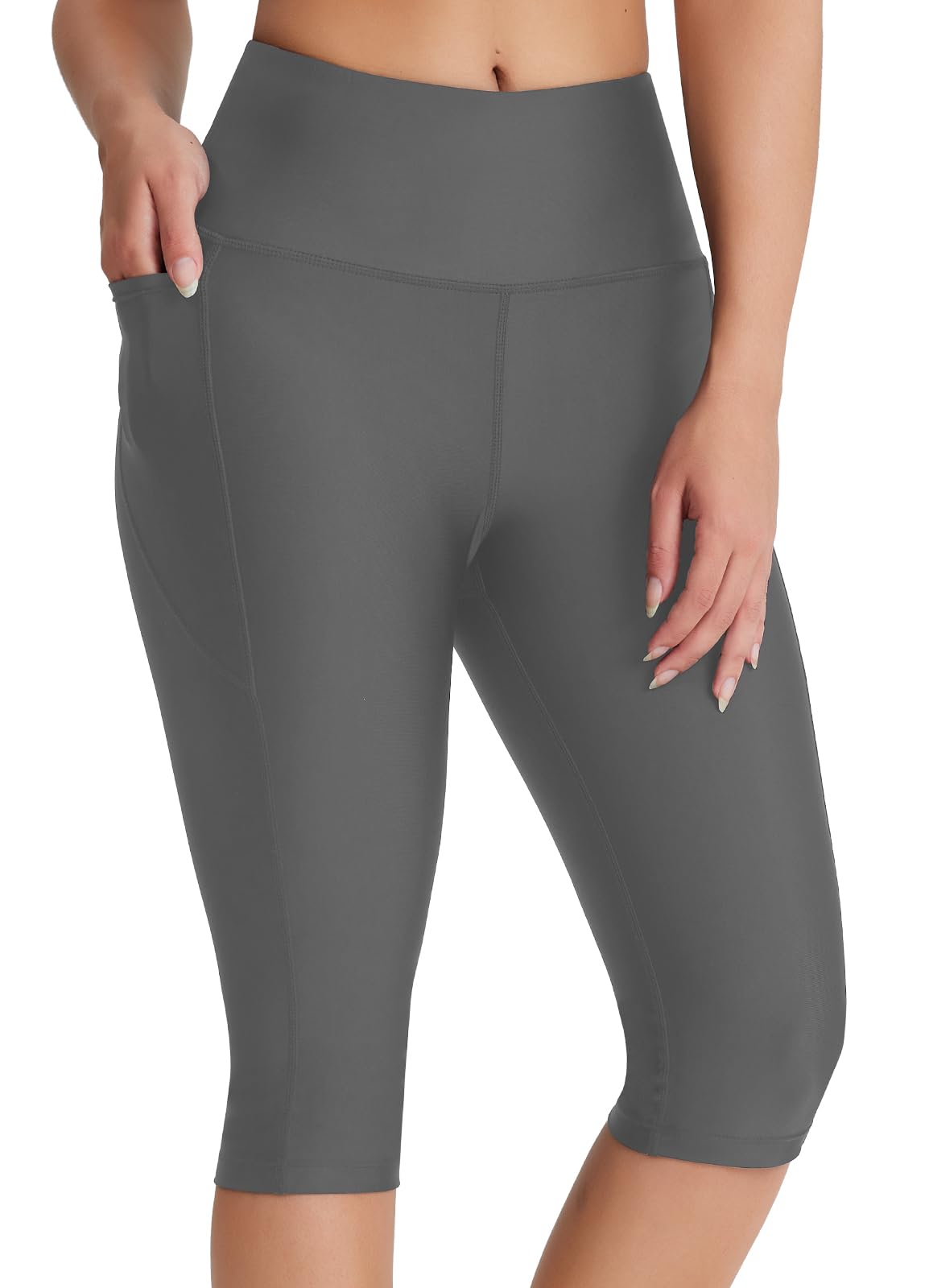 Emlovm Women's 14" Modest Swimsuits Plus Size Swim Pants Tankini Long Swim Shorts High Waisted Capri Leggings UPF50+