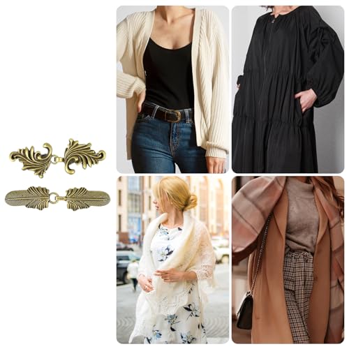 Image of uxcell Vintage Sweater Clips, Cape Cloak Clasp Retro Cardigan Clips Shawl Collar Clasp Dress Shirt Brooch Clip