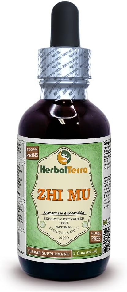 Zhi Mu, Anemarrhena (Anemarrhena Asphodeloides) Tincture, Dried Root Powder Liquid Extract (Brand Name: HerbalTerra, Proudly Made in USA) 2x4 fl.oz (2x120 ml)