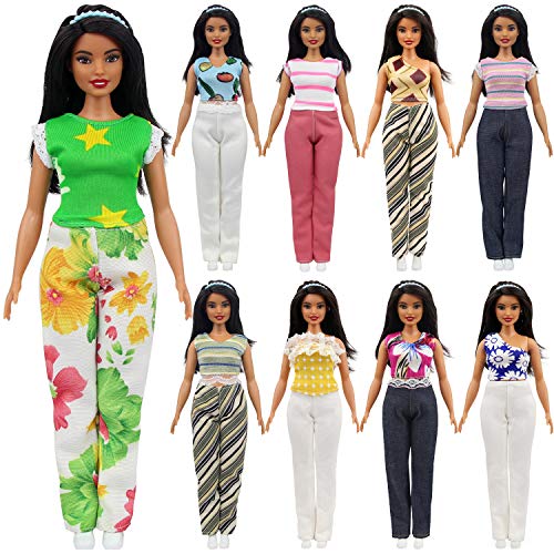 ZITA ELEMENT 10 Piezas Ropa de muñeca para 11.5 Pulgadas Ropa Muñecas Moda Pantalones Hechos a Mano Trajes Camiseta Blusa Traje Ropa 5 Blusas 5 Pantalones