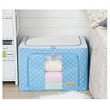 66L Storage Box with See-through Window, Tune Up Durable Oxford Fabric Foldable Steel Shelf Lidded Storage Box (Light Blue)