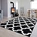 Produktbild Tapiso Luxury Teppich Kurzflor Wohnzimmer Schlafzimmer Modern Marokkanisch Geometrisch Gitter Kleeblatt Schwarz Weiß ÖKOTEX 120 x 170 cm