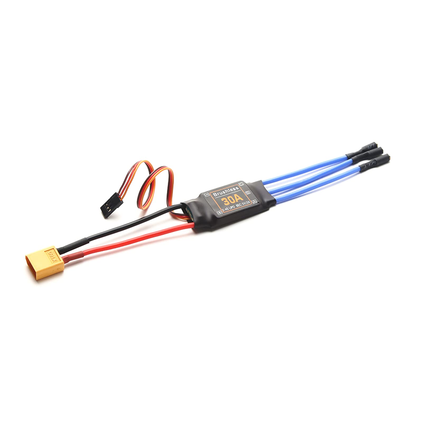 30A Brushless ESC 2-4S Electronic Speed Controller XT60 Plug with 5V 2A BEC 3.5MM Banana Head for Aplane Acraft Helicopter Boat FPV F450 Mini Quadcopter