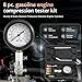 ZEAJSRU Engine Compression Tester Kit 8PCS, 0-300 PSI Cylinder Pressure Test Tool for Gasoline Engines on Cars, Motorcycles, ATVs & Small Engines with Dual Scale Gauge and Adapters (Black-8PC)