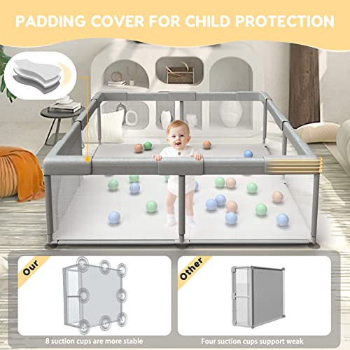 Baby Playpen Baby Playard, Playpen For Babies And Toddlers With Gate, 50X50 Baby Fence, Sturdy Safety Playpen, Indoor & Outdoor Kids Activity Center (With Anti-Slip Base) #TOP2