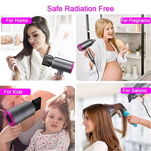 Ionic Hair Dryer, 1800W Professional Blow Dryer, Fast Drying Negative Ion Hairdryer Blowdryer, 3 Heat Setting/2 Speed/Powerful AC Motor Blow Dryer, 2 Nozzles&1 Diffuser for Women Man Kids Hair Care