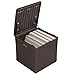 Suncast Outdoor Storage Box - 60 Gallon Java Resin Deck Box Outdoor for Cushions, Towels & Garden Tools, Weatherproof Wicker Design for Deck, Yard, Patio, Pool, or Porch, Made in USA