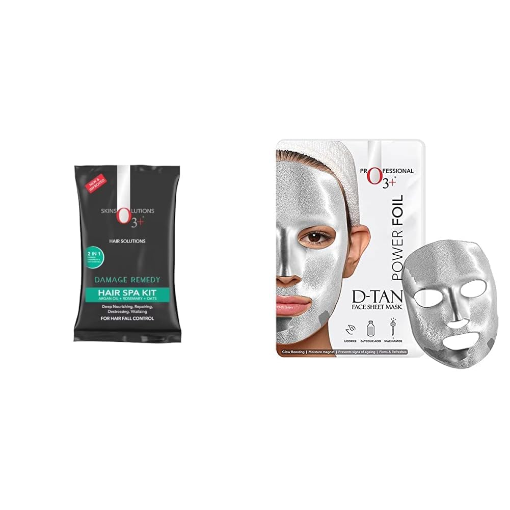 O3+ Hair Spa Kit Infused with Argan Oil & O3+ Power Foil D-Tan Face sheet mask for Skin Brightening Face Mask For Glowing Skin Combo-image-8