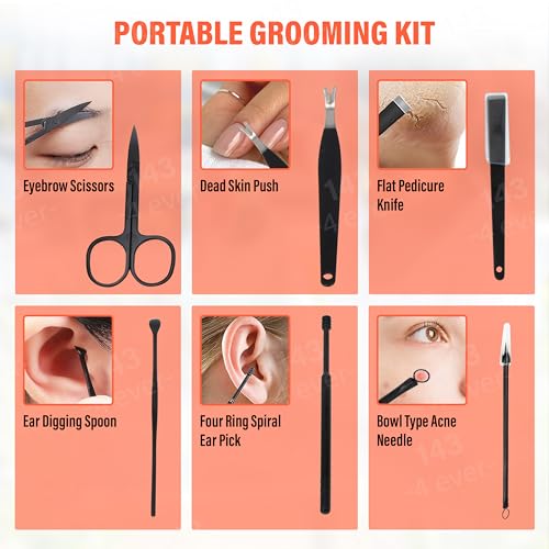 Nail Clippers Gifts For Men, Women & Travel Essentials. Manicure Set With Nail Files, Nail Scissors, Cuticle Remover, Nail Kit. Nail Clippers For Tick Nails & Pedicure Sets For Feet. 18pc Nail Set. - Image 7