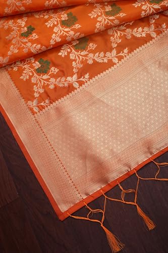 Image of DEVANGI Women's Woven Jacquard Banarasi Silk Printed Dupatta /Chunni with Meena Work, Width 1 Meter, Length 2.5 Meter