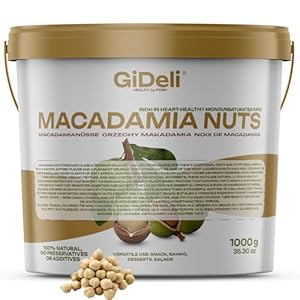 GiDeli Macadamianüsse bruch 1 kg in Eimer - ungesalzen nüsse in Rohkostqualität - cremig & nussig - reich an einfach ungesättigten Fettsäuren – ideal für Müsli, Patisserie & Foodservice