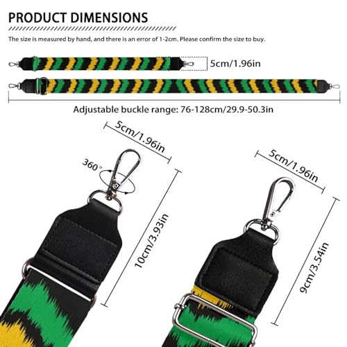Image of TODIYADDU Yellow Green Stripe Bag Straps for Handbags Replacement Wide Shoulder Strap Straps for Crossbody Bags Women Fit for Handbag Wallet Crossbody Computer Bag for Girls Mom Men