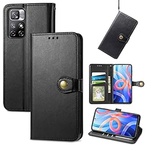 KoGiio Hülle Kompatibel mit Xiaomi Poco M4 Pro 5G, Premium Wallet Lederhülle, Kartenfächer Flip PU Handyhülle, Magnetisch Schutzhülle für Xiaomi Poco M4 Pro-Schwarz