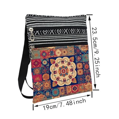 Kaleidoscope Messenger Bag Small Ethnic Pattern Printed Adjustable Strap Crossbody Zipper Bag Kaleidoscope Phone Bag Wallet Cute Shoulder Handbag for Women Friends -72