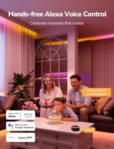 Image of Lepro S1 AI Smart LED Strip Lights with IC 65.6FT 2.4G WiFi Bluetooth | AI lighting designer,Rainbow chasing effects,Color segment DIY,Music sync,High density LEDs,Holiday Decor,Bedroom,Room,Gaming