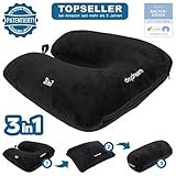 [page_title]-daydream 3 in 1 Nackenkissen mit Mikroperlen - Nackenhörnchen, Reisekissen und Nackenrolle in Einem (N-5501), Schwarz