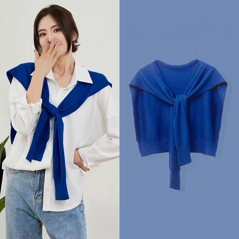 Image of WaJuemy Sweater Shawl Wraps for Women Sweater Knitted Knotted Shawls Travel Casual Scarf Cape Shoulder Tops Fashion Wrap