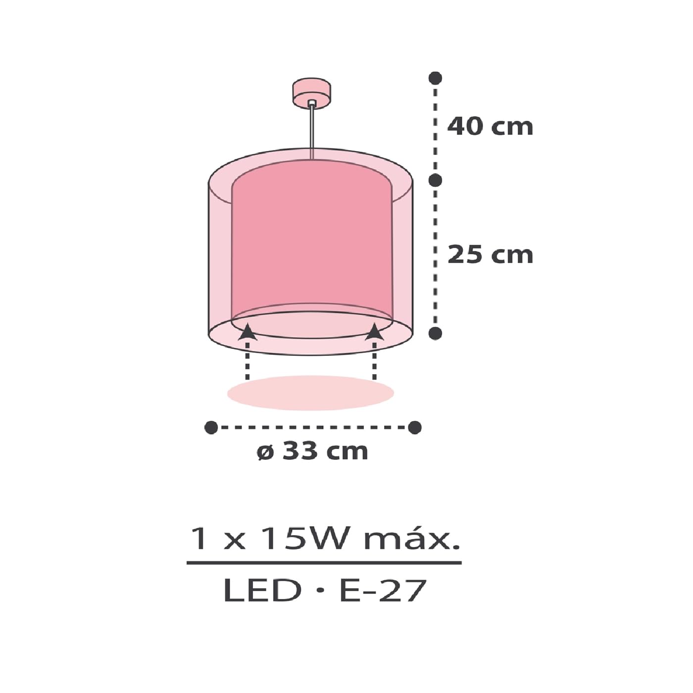 Dalber Lustre Chambre Lampe Suspension Plafonnier Enfants Nuages Rose 33 x 33 x 25 cm E27