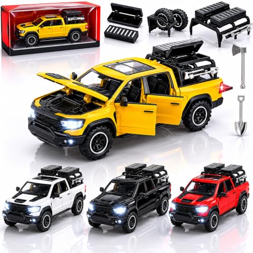 Image of Magicwand 1:32 Scale Die-Cast Metal Car Dodge RAM Mammoth with Openable Doors,Pull Back Action,Blinking Lights【Pack of 1】【Random Color】