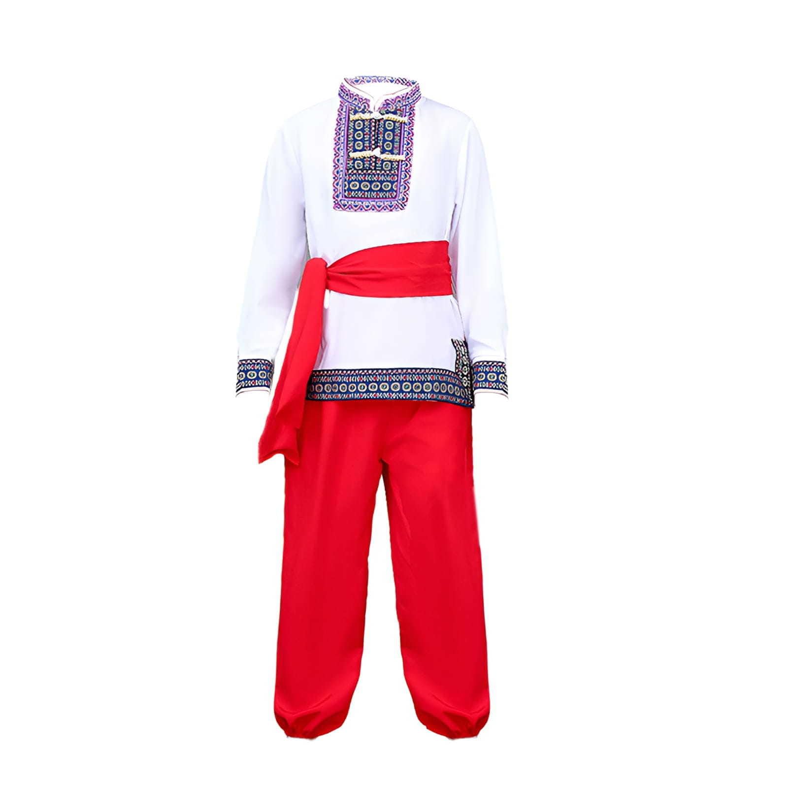 Boys 2 Piece Russian Dance Outfits Vintage Performance Costume Long Sleeve Traditional Dancewear with Belt