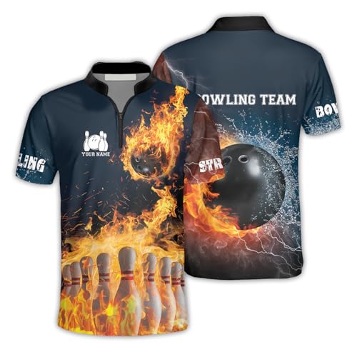 GABITA Personalized 3D Bowling Shirts for Men, Custom Name Bowling Jersey for Team, Uniform Shirt for Bowlers