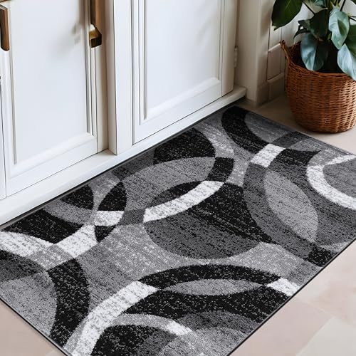 Rugshop Contemporary Abstract Circles Perfect for high Traffic Areas of