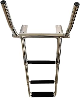 MARINE CITY 316 Grade Stainless Steel 4-Step Over Platform Telescoping Ladder with Retractable Handle