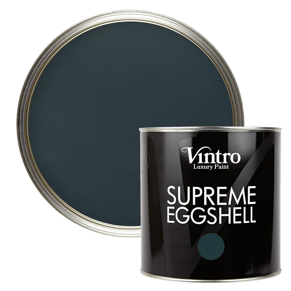 Vintro Paint | Eggshell Paint | for Walls | Wood | Trim | Satin Furniture Paint | Interior & Exterior Use. (Dark Grey - Lowry Grey, 2.5 Litres)