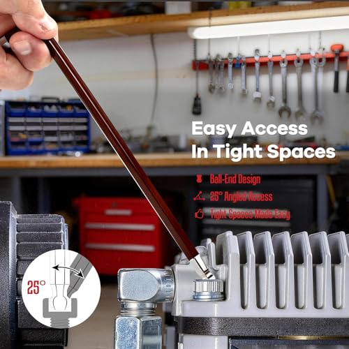 Image of 9PCS Extra Long Arm Allen Wrenches Set, Metric Ball End Hex Key Set(1.5mm-10mm), Color-Coded Anti-Slip Wrenches For Bike Repair, Furniture Assembly, Motorcycle Maintenance,DIY Project.