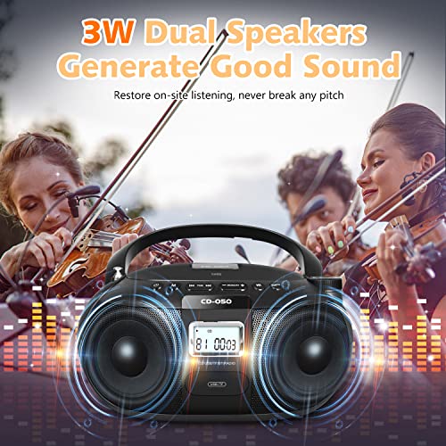 Greadio CD Player Boombox Portable with AM FM Stereo Radio, Bluetooth 5