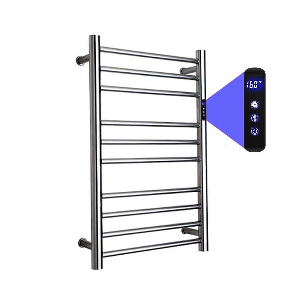 Chauffe-serviettes électrique mural 10 barres avec minuterie et câble