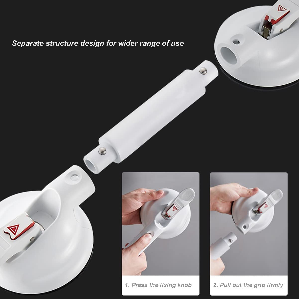 Pasamanos de barra de agarre con ventosa, ayuda a la seguridad con ventosa, pasamanos de movilidad dividida for ducha de baño, útil en el baño for mujeres mayores, hombres, seguridad for niños (gris)