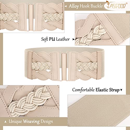 JASGOOD Women Elastic Vintage Wide Waist Belt Stretchy Retro Waist Belt for Dress3