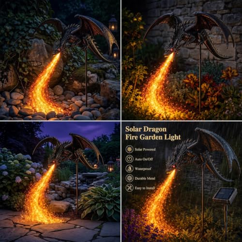 2027 New Solar Dragon Fire Garden Light, Dragon Flame Solar Light - image 5