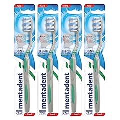 4x Mentadent Tecnic Clean Spazzolino con Setole Dure e Pulisci Lingua - 4 Spazzolini
