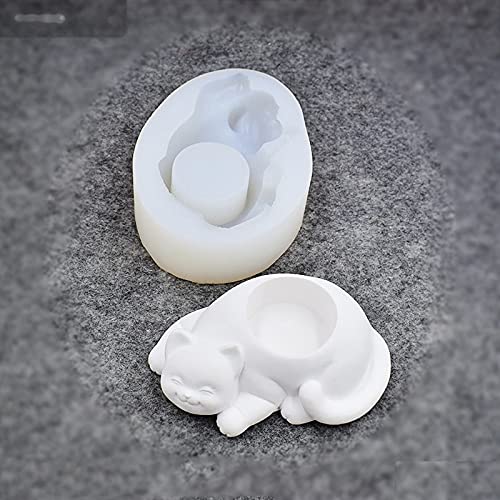 Molde de maceta de silicona de gato bricolaje para jardín y velas 7